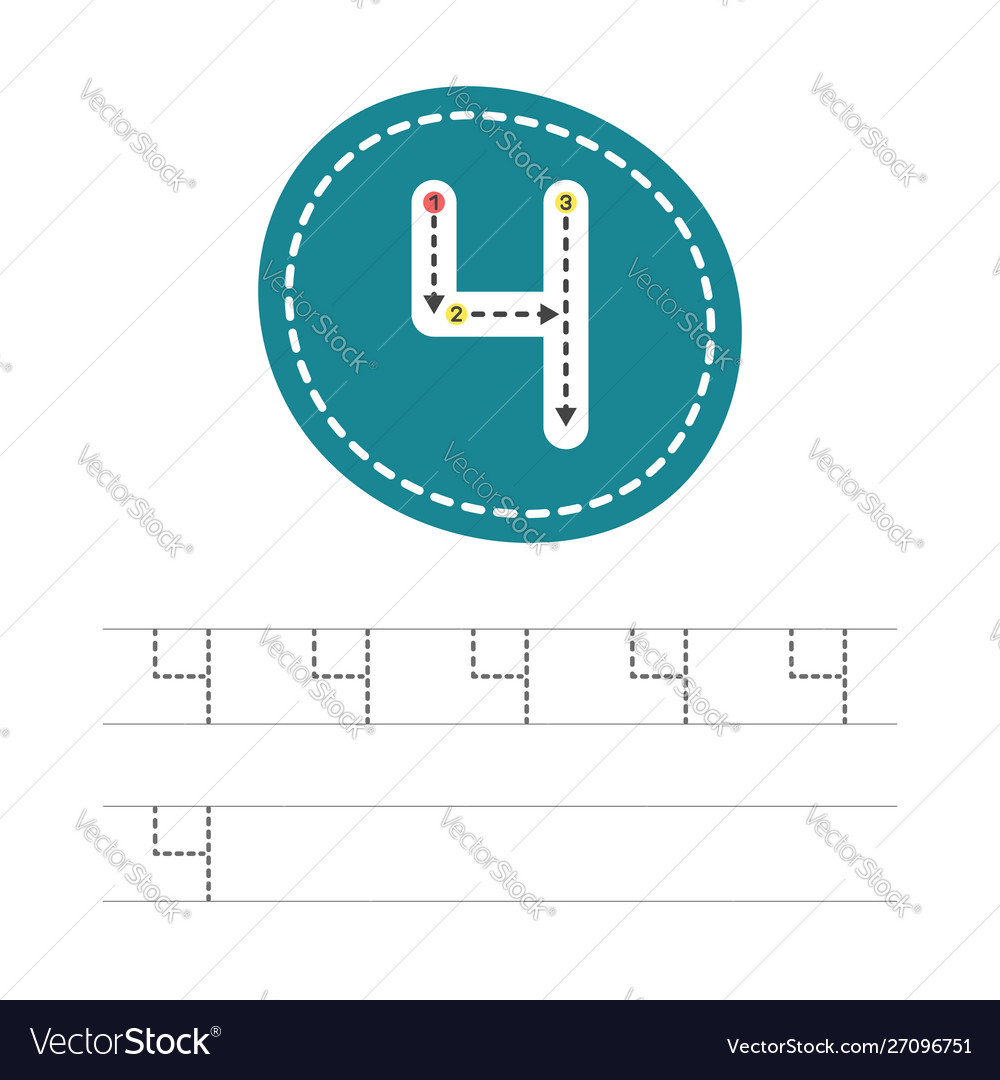 Write a number 4 vector image Write a number 4