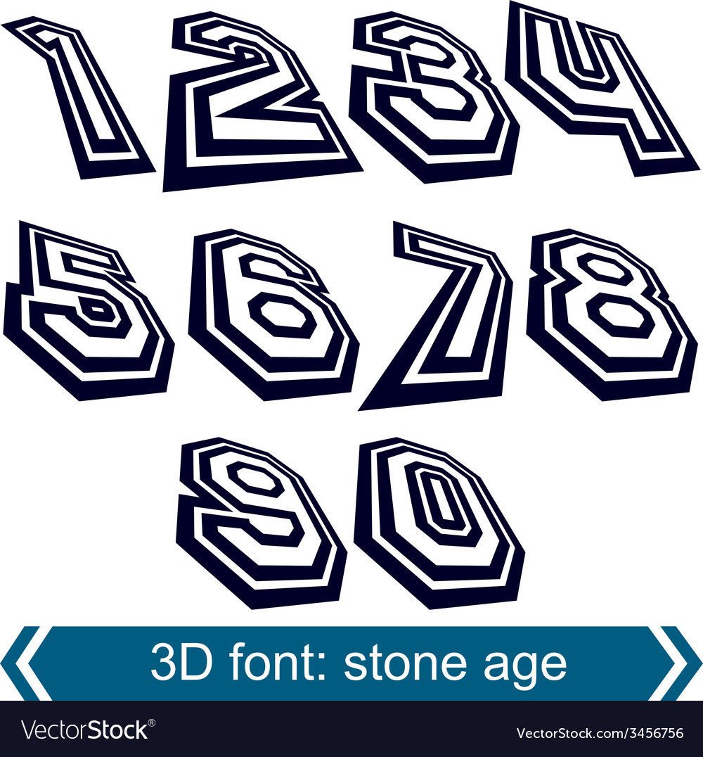 3d retro numbers in rotation stylish numeration