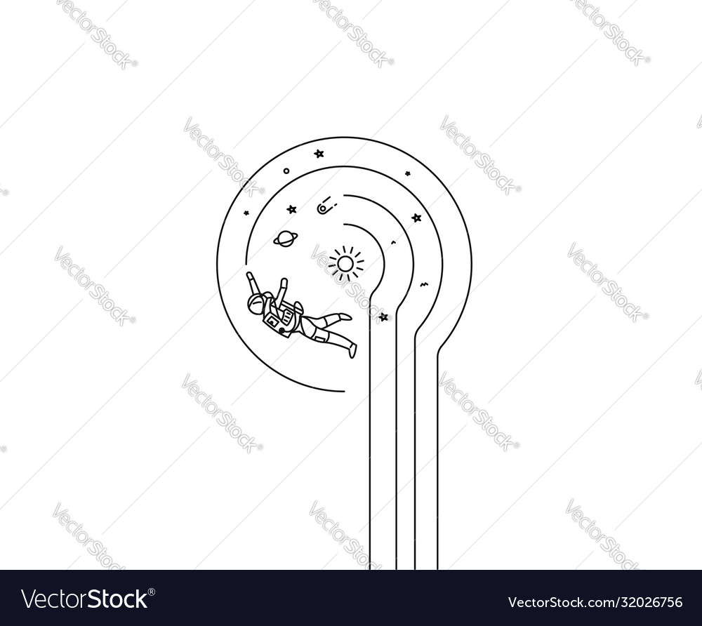 Astronaut falling down in a cosmos - flat line