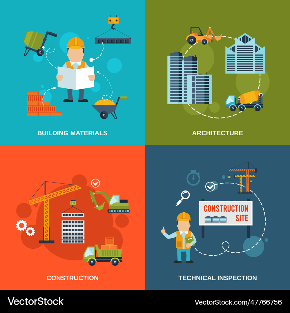 Construction flat icons Royalty Free Vector Image