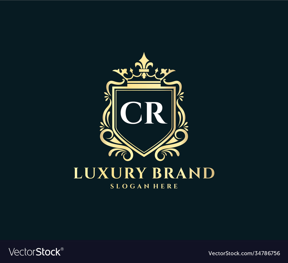 Cr initial letter gold calligraphic feminine Vector Image