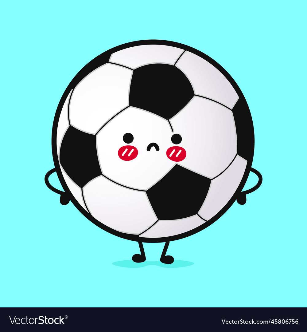 Cute angry soccer ball character hand drawn