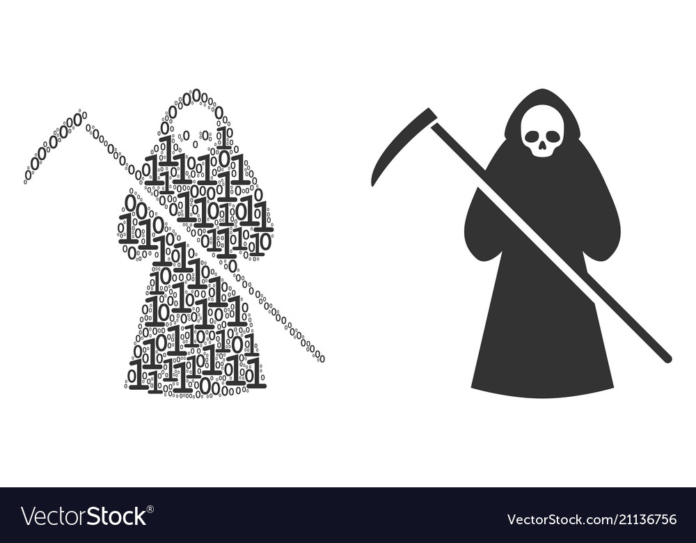 Death scytheman mosaic of binary digits