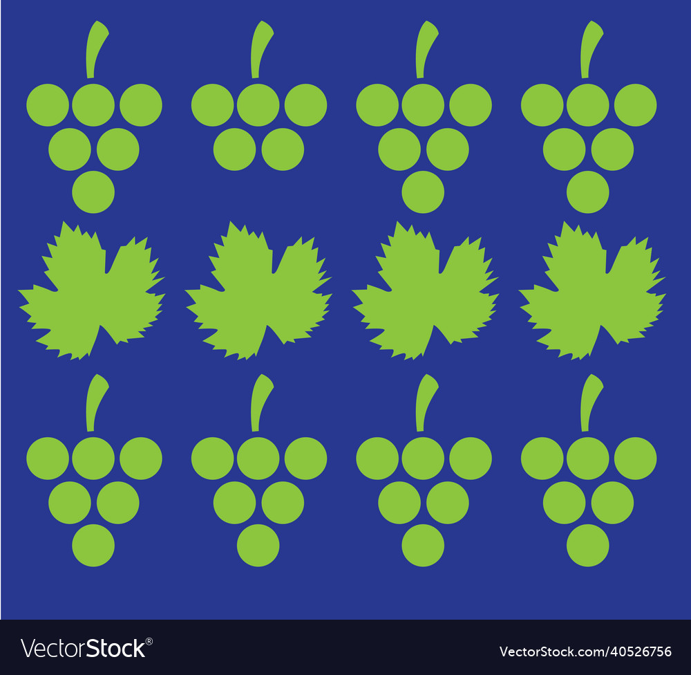 Grapes and leaves pattern background design vector image Grapes and leaves pattern background design
