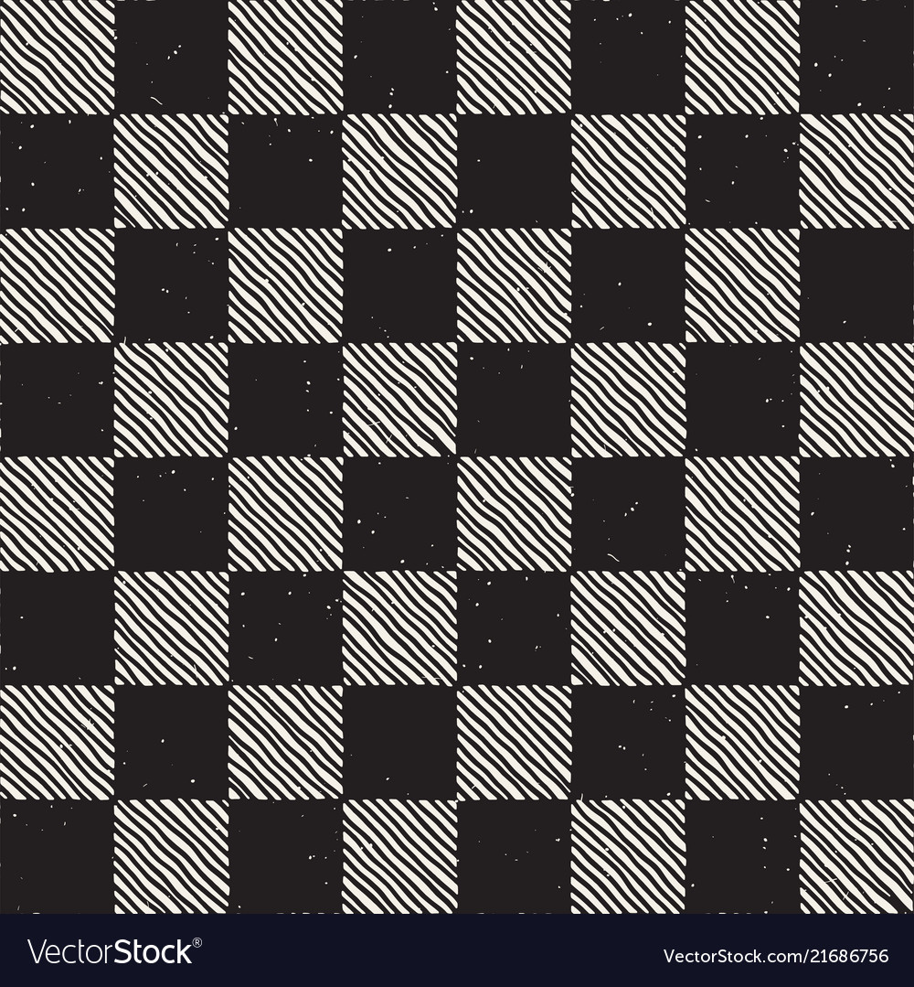 Hand drawn seamless repeating pattern with checker vector image Hand drawn seamless repeating pattern with checker