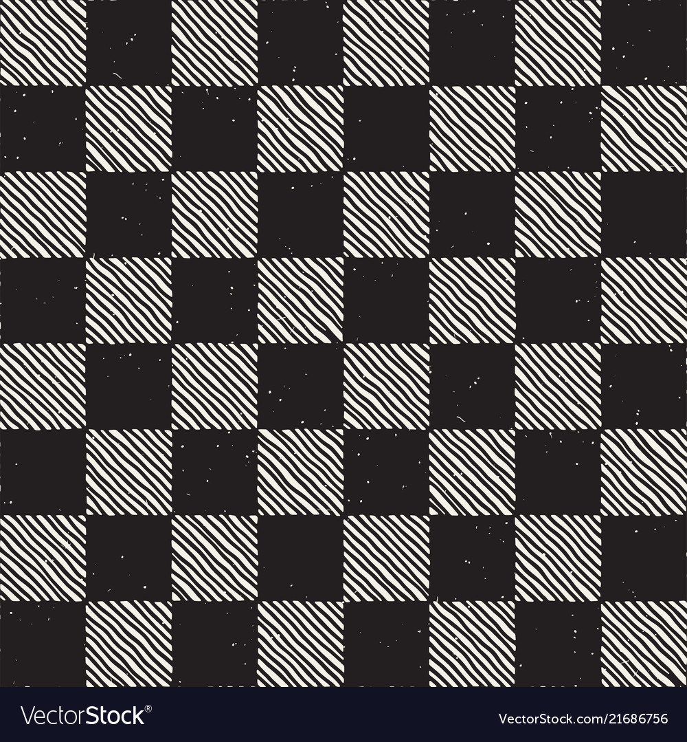 Hand drawn seamless repeating pattern with checker