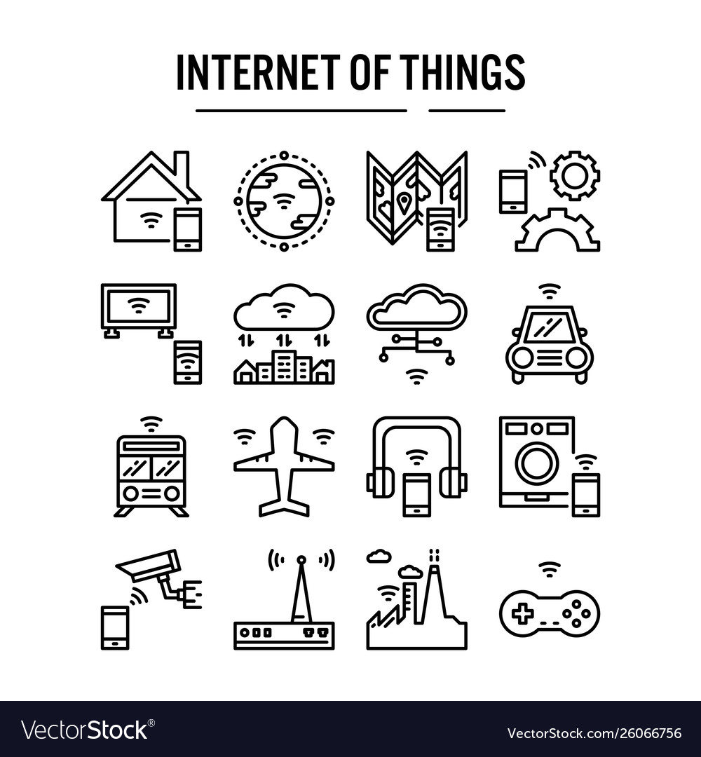 Internet things icon in outline design for web