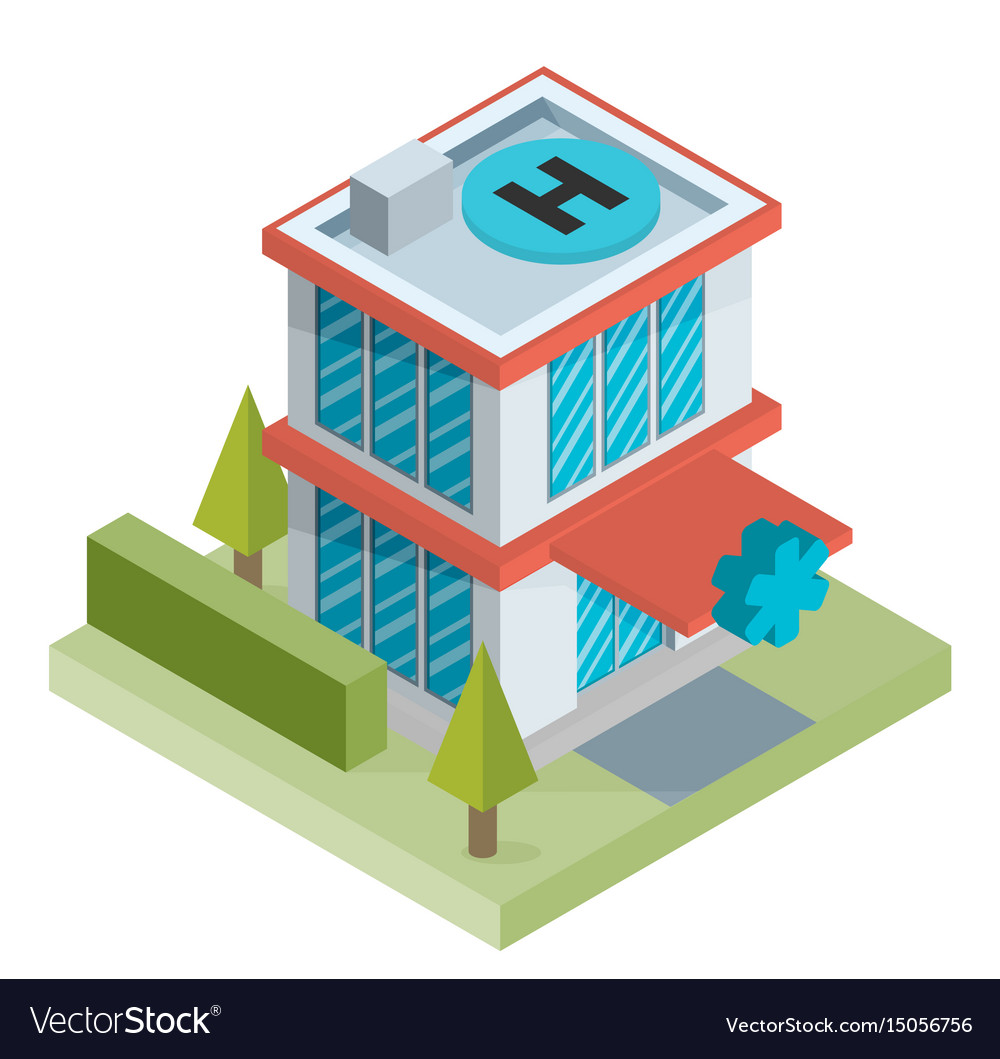 Isometric hospital building icon Royalty Free Vector Image