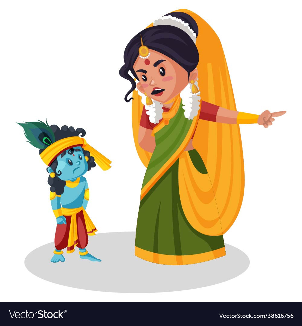 Mother yashoda cartoon character Royalty Free Vector Image