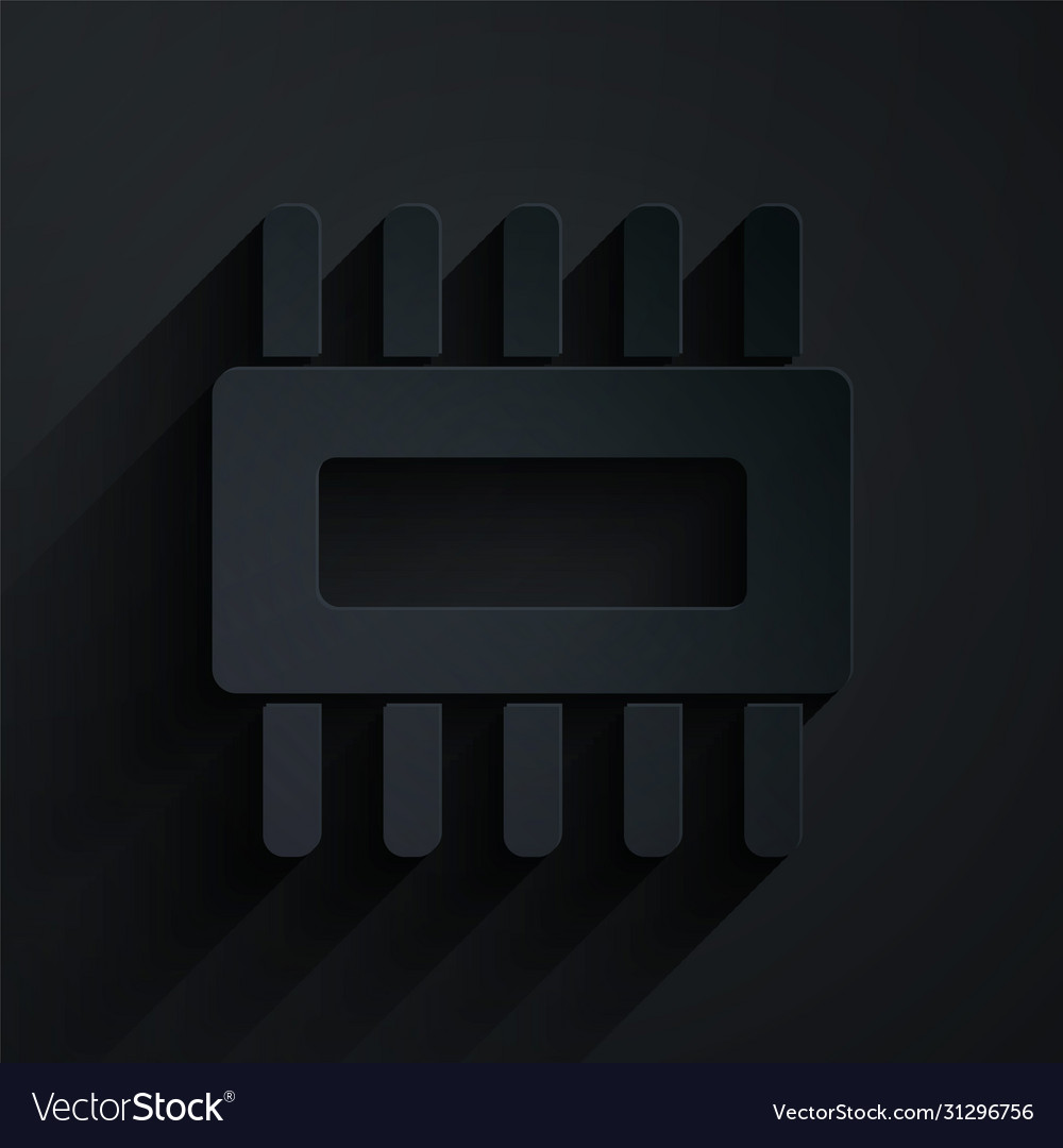 Paper cut computer processor with microcircuits vector image Paper cut computer processor with microcircuits