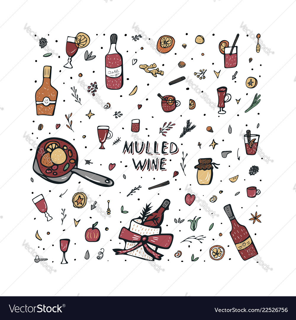 Set of mulled wine elements and objects