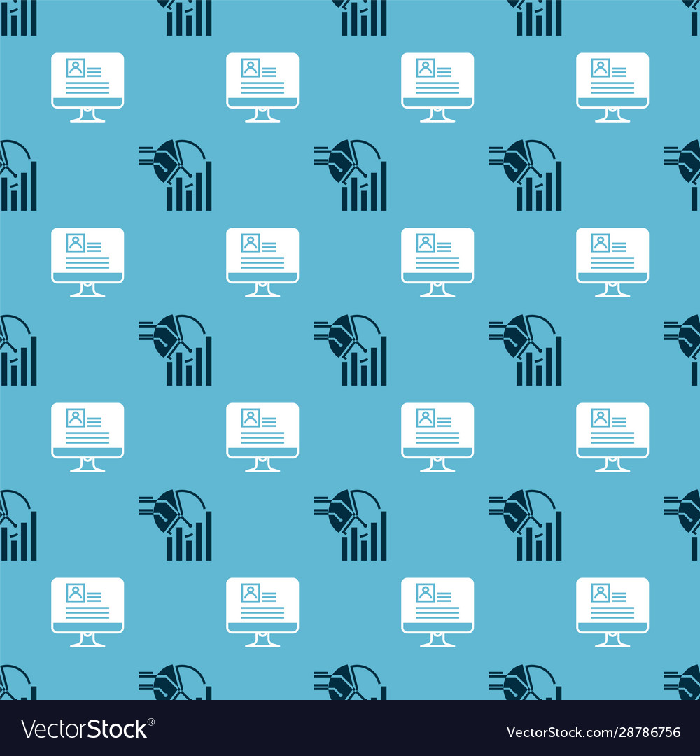Set pie chart infographic and computer monitor vector image Set pie chart infographic and computer monitor
