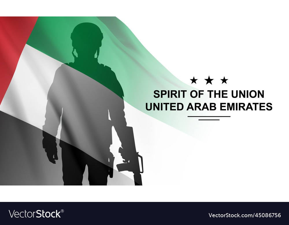 Silhouette of soldier with the flag uae