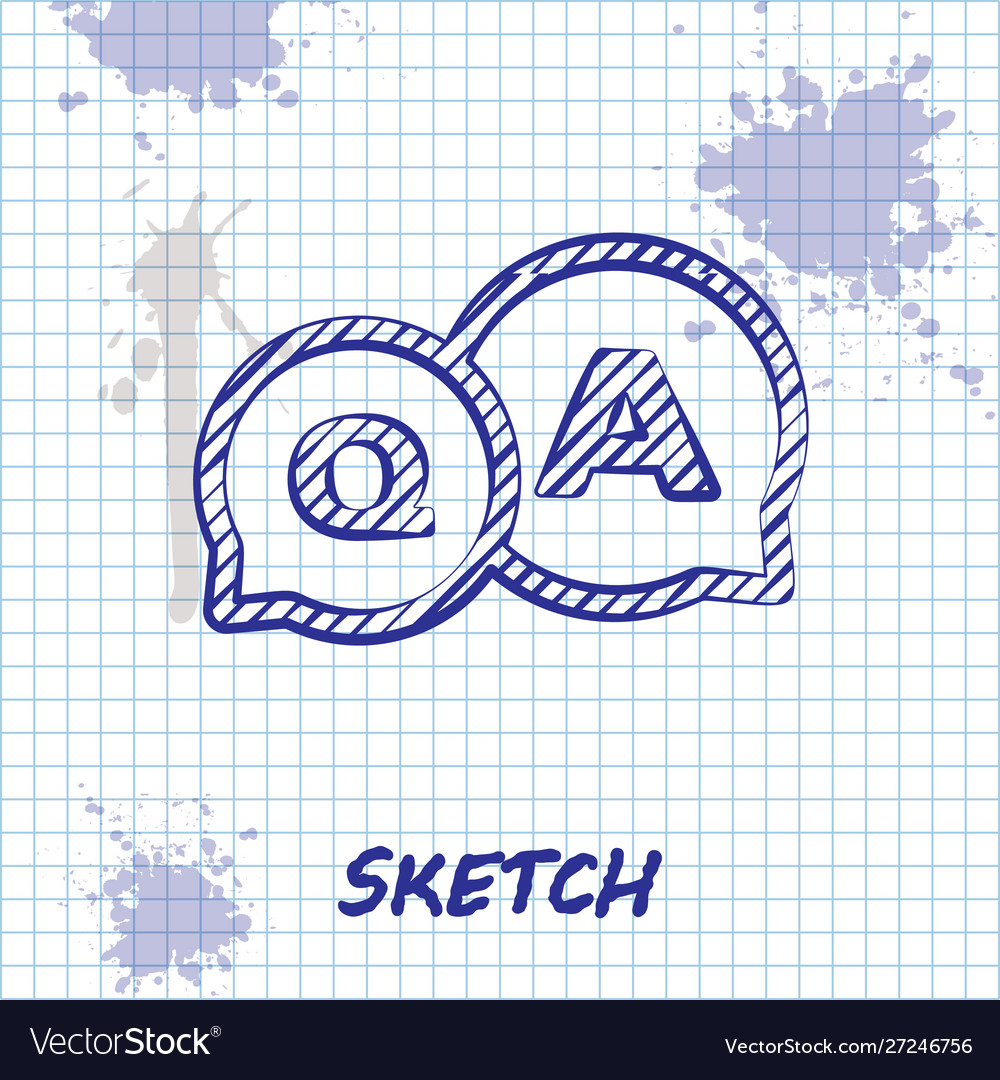 Sketch line speech bubbles with question vector image Sketch line speech bubbles with question