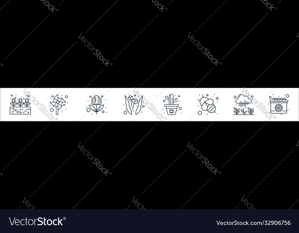 Spring line icons linear set quality vector image Spring line icons linear set quality