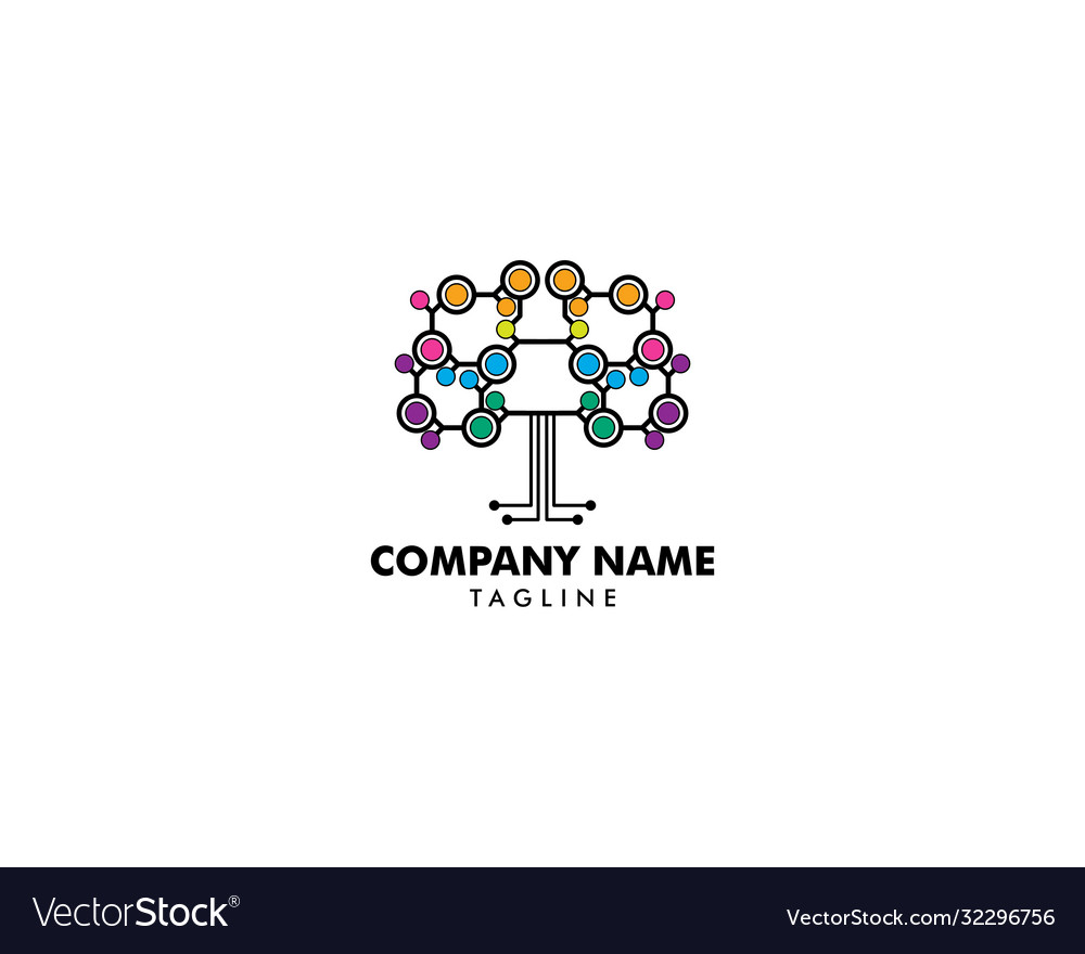 Tree tech icon logo design element