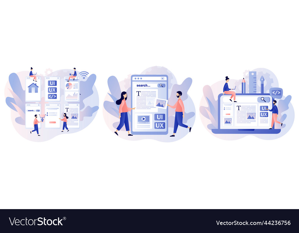 Web ui-ux design mobile app development vector image Web ui-ux design mobile app development