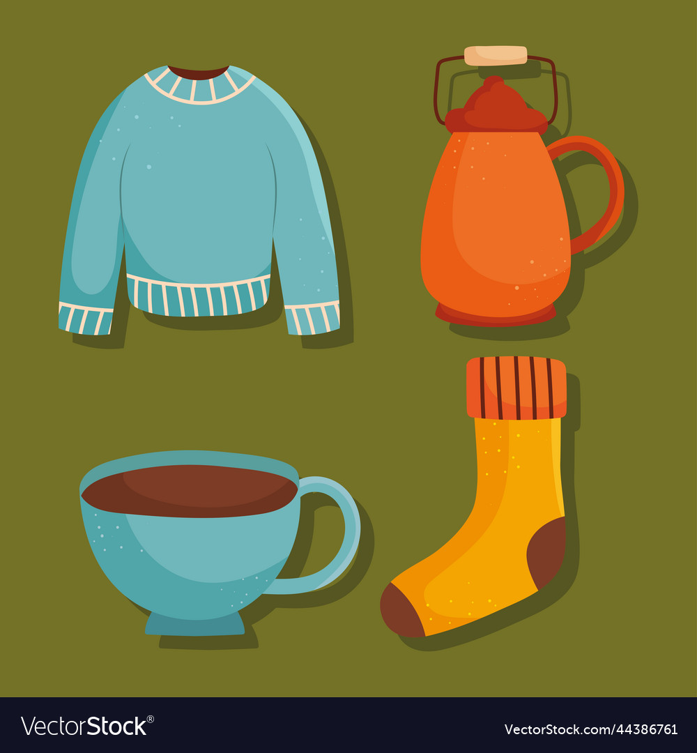 Autumn objects icon set