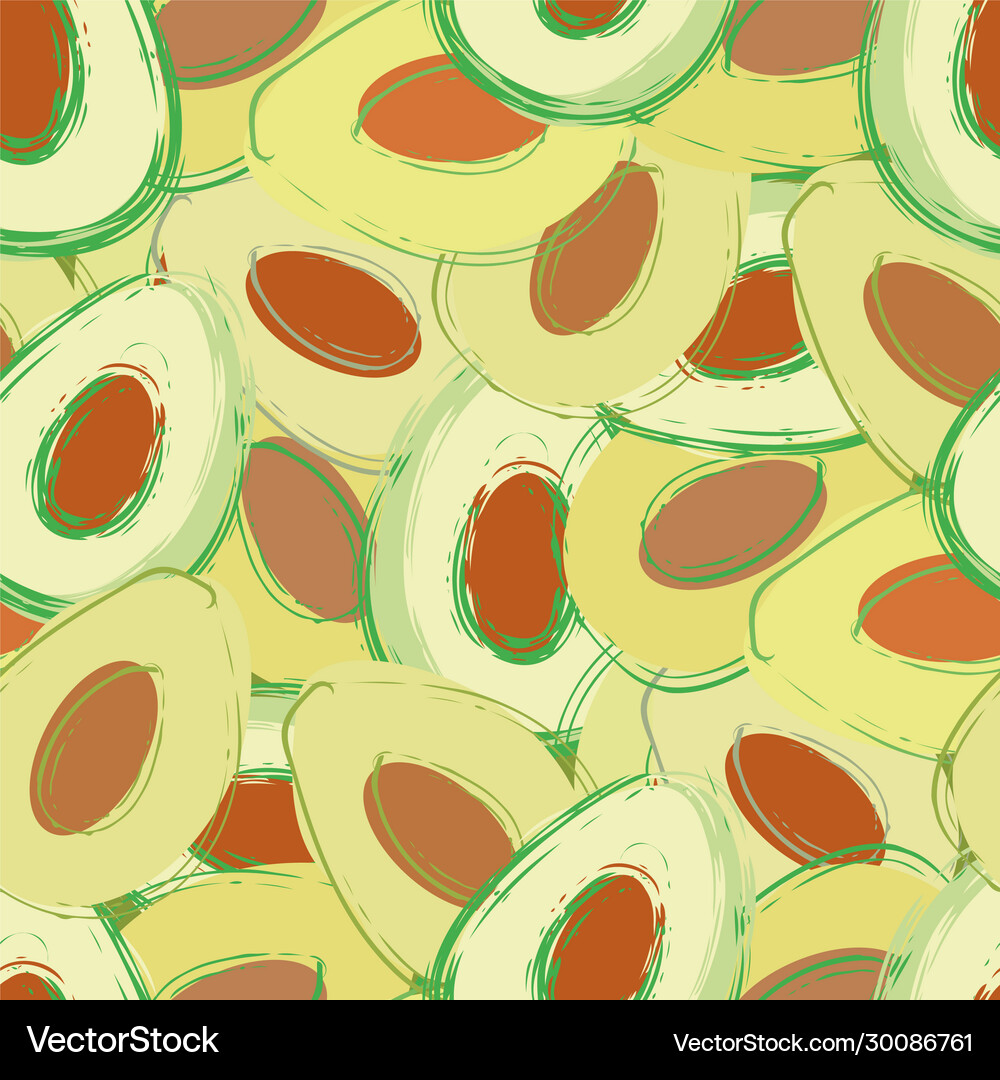 Avocado seamless pattern background hand Vector Image