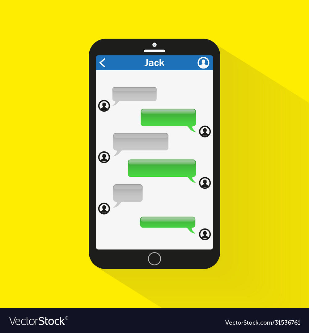 Black glossy smartphone with sms texting dialog