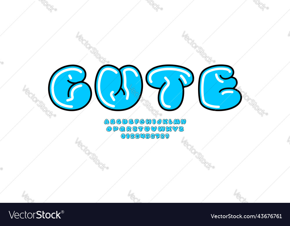 Blue font comic alphabet Royalty Free Vector Image