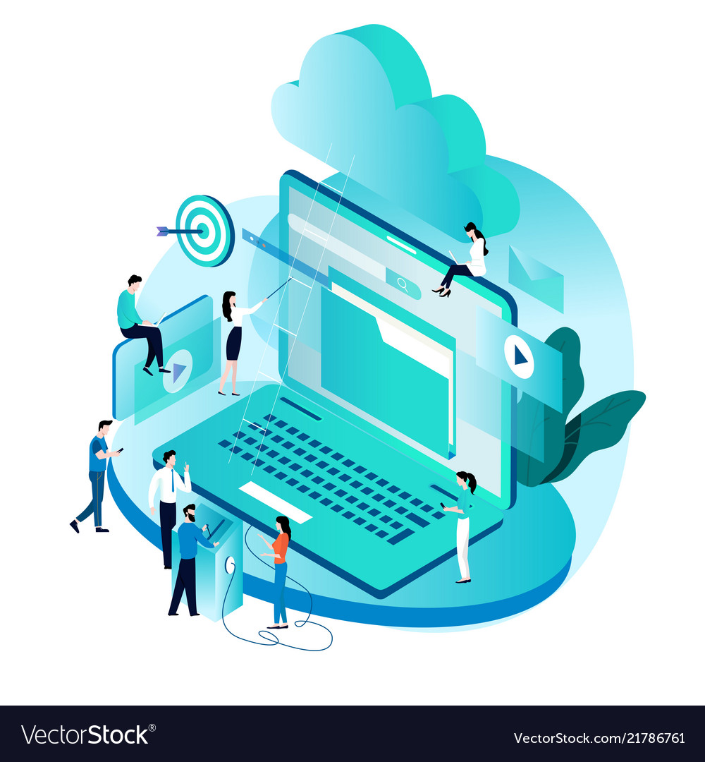 Cloud Computing Isometric Concept