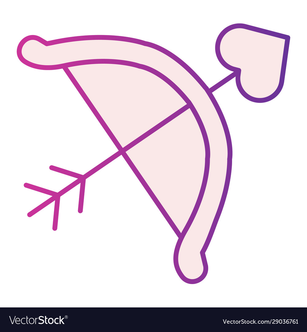 Cupid bow and arrow with heart flat icon