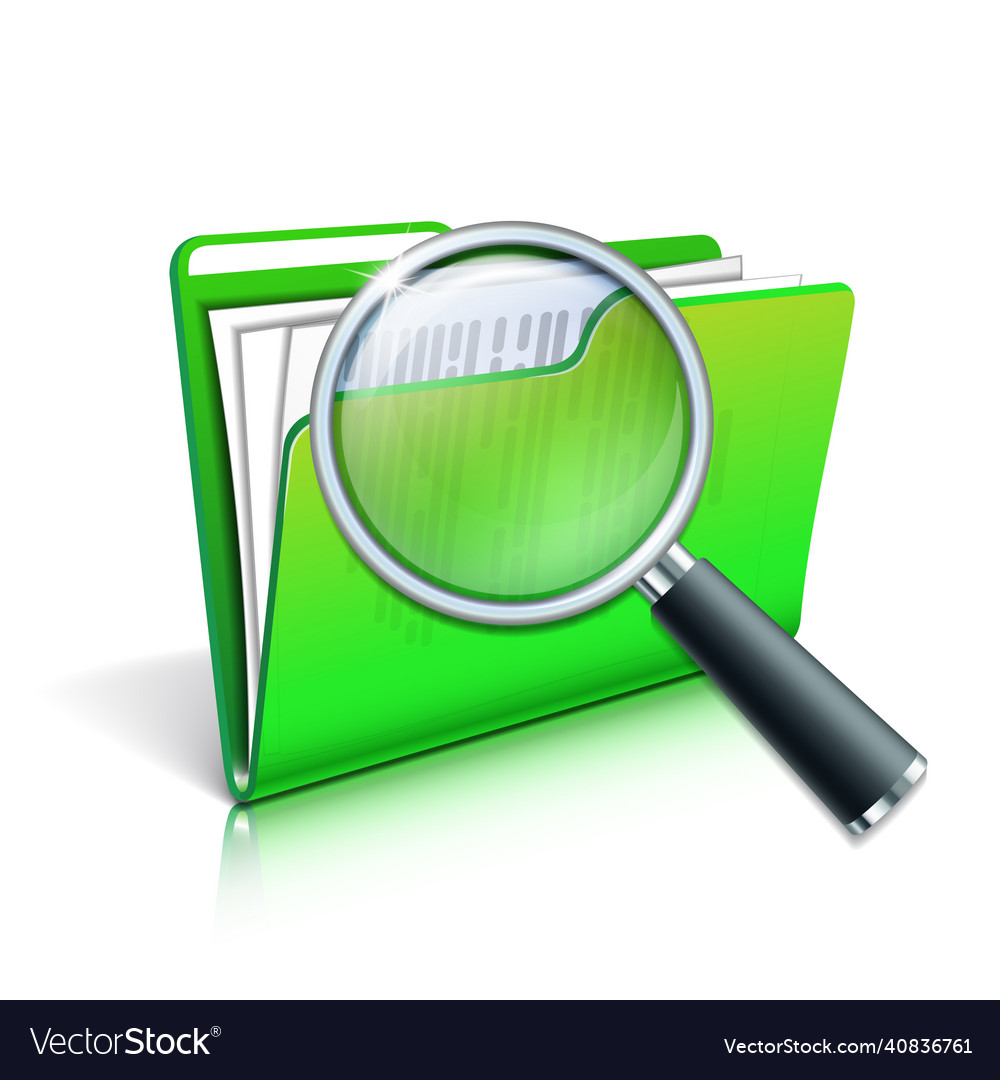 File search icon open green folder with documents Vector Image