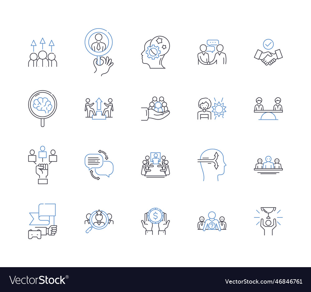 Gang briefing line icons collection crime