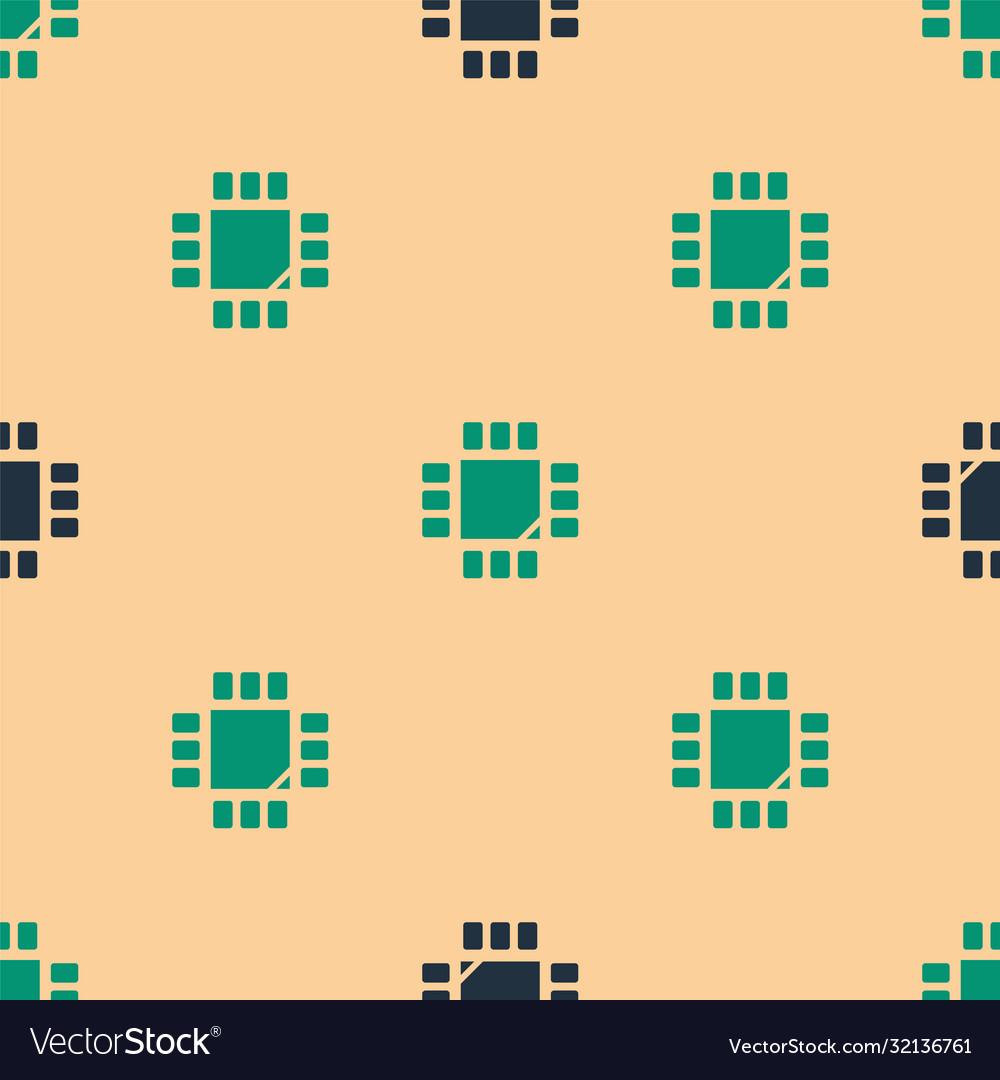 Green and black computer processor vector image Green and black computer processor