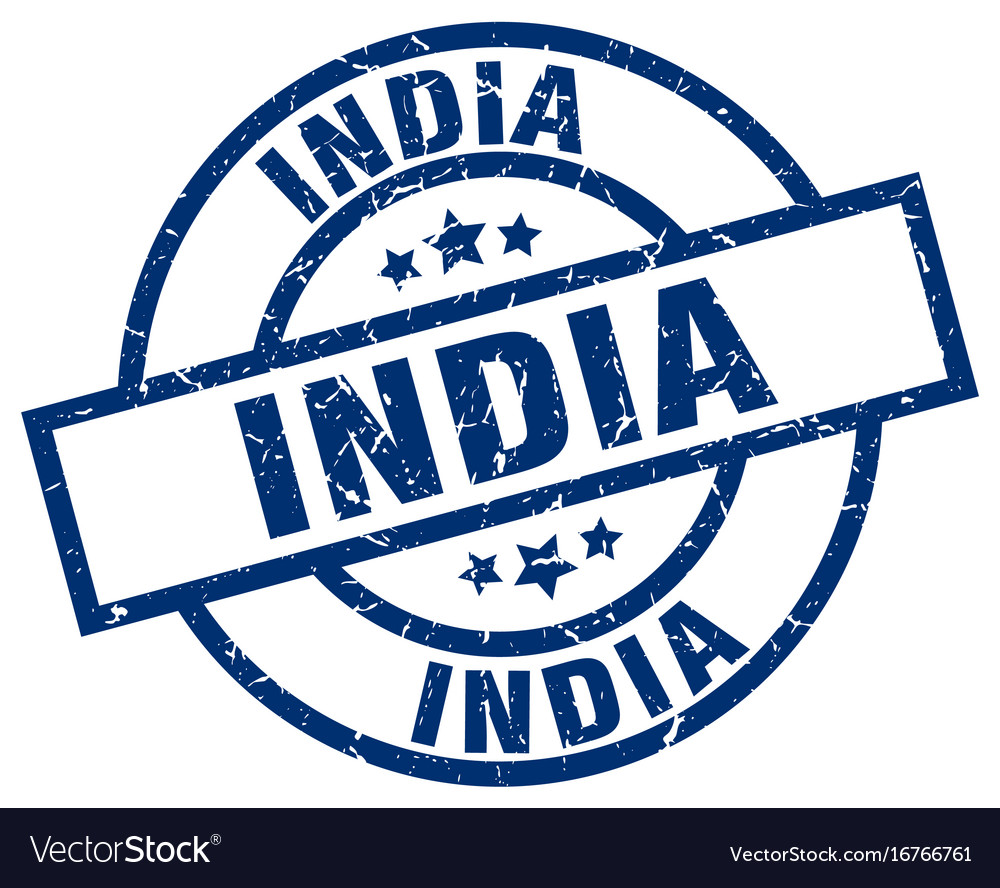 India blue round grunge stamp Royalty Free Vector Image