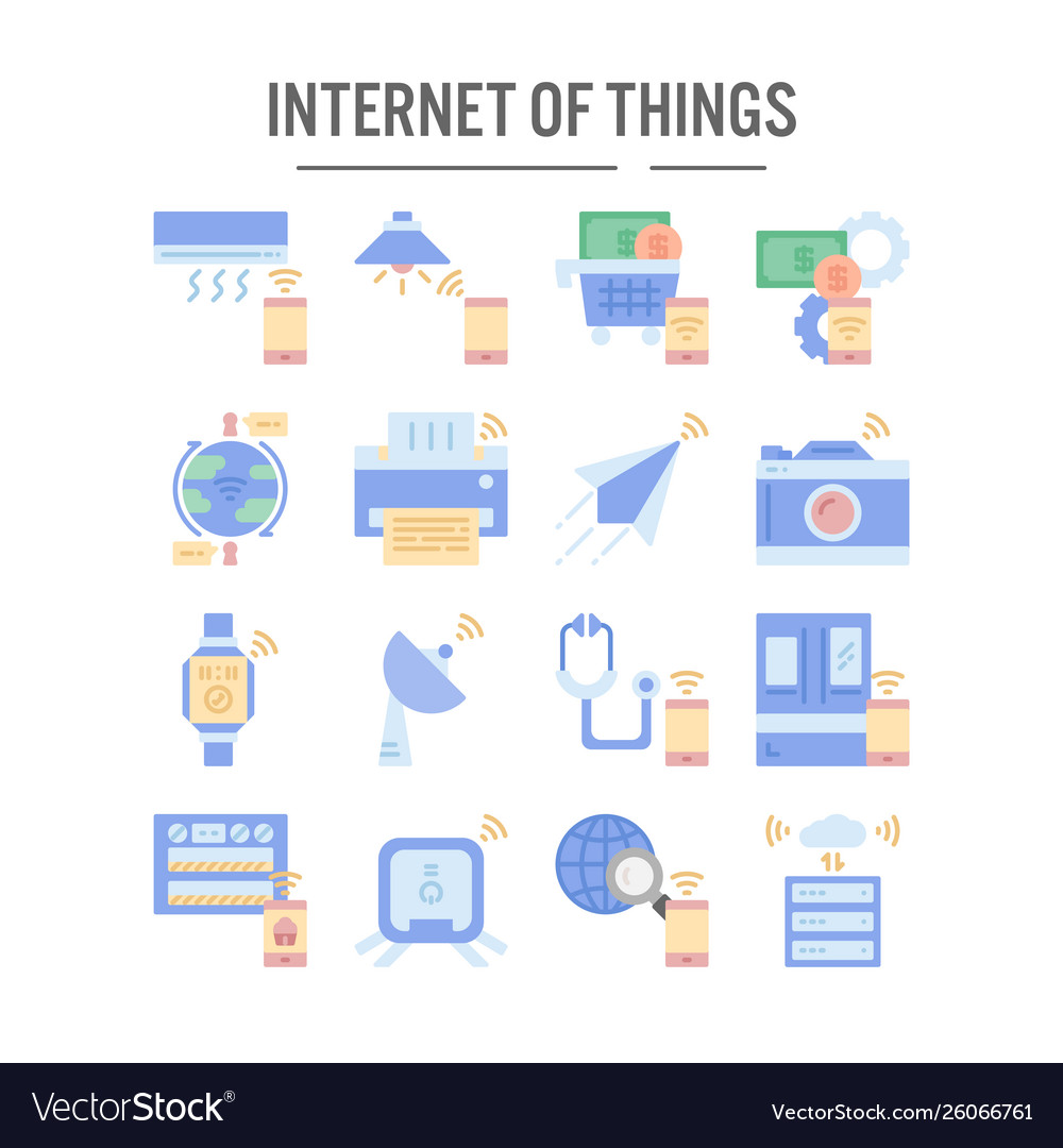 Internet things icon in flat design for web vector image Internet things icon in flat design for web