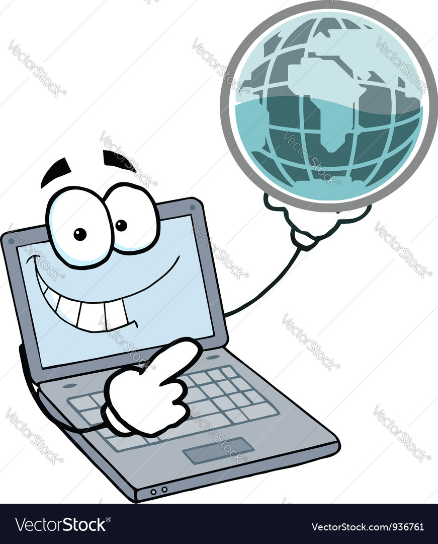 Laptop guy holding a globe