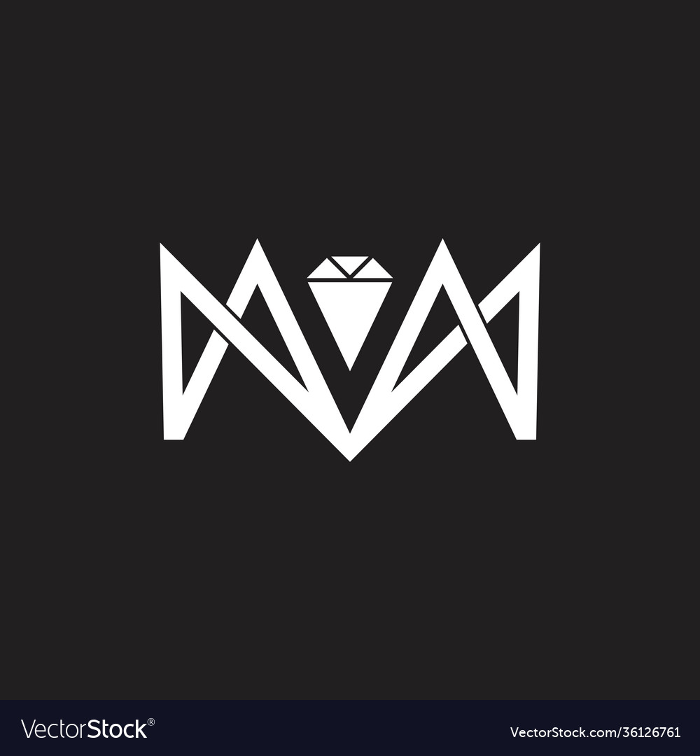 Letter m geometric line diamond logo Royalty Free Vector