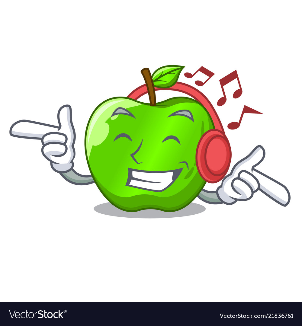 Listening music perfect fresh green apple
