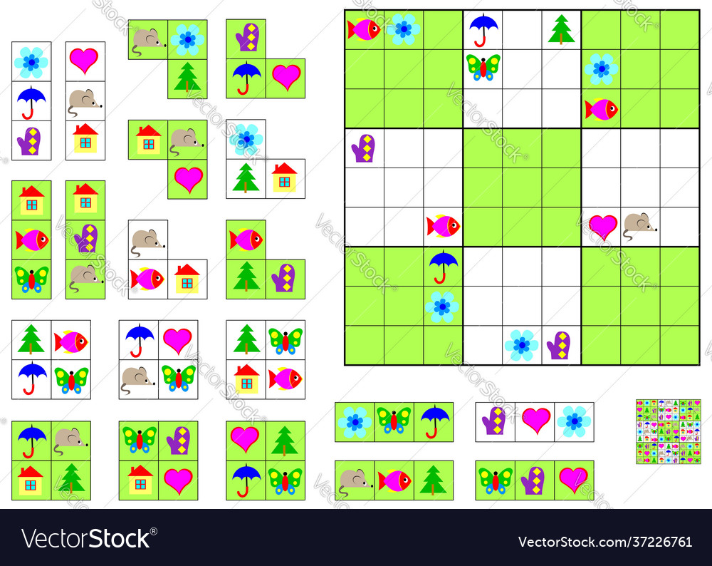 Logic sudoku game need to complete puzzle vector image Logic sudoku game need to complete puzzle