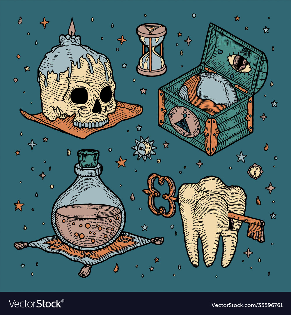 Magic elements set in mystical style vector image Magic elements set in mystical style