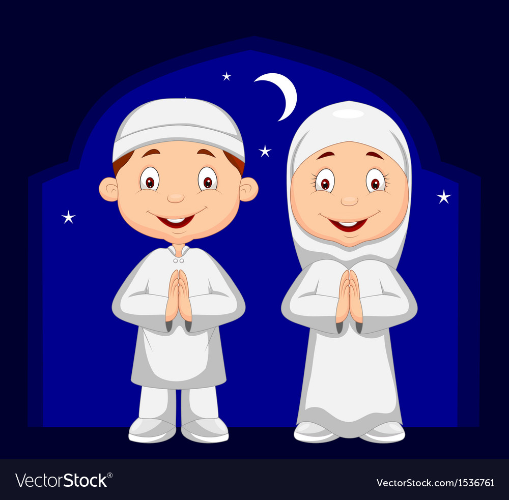 Muslim Kid Cartoon Royalty Free Vector Image VectorStock