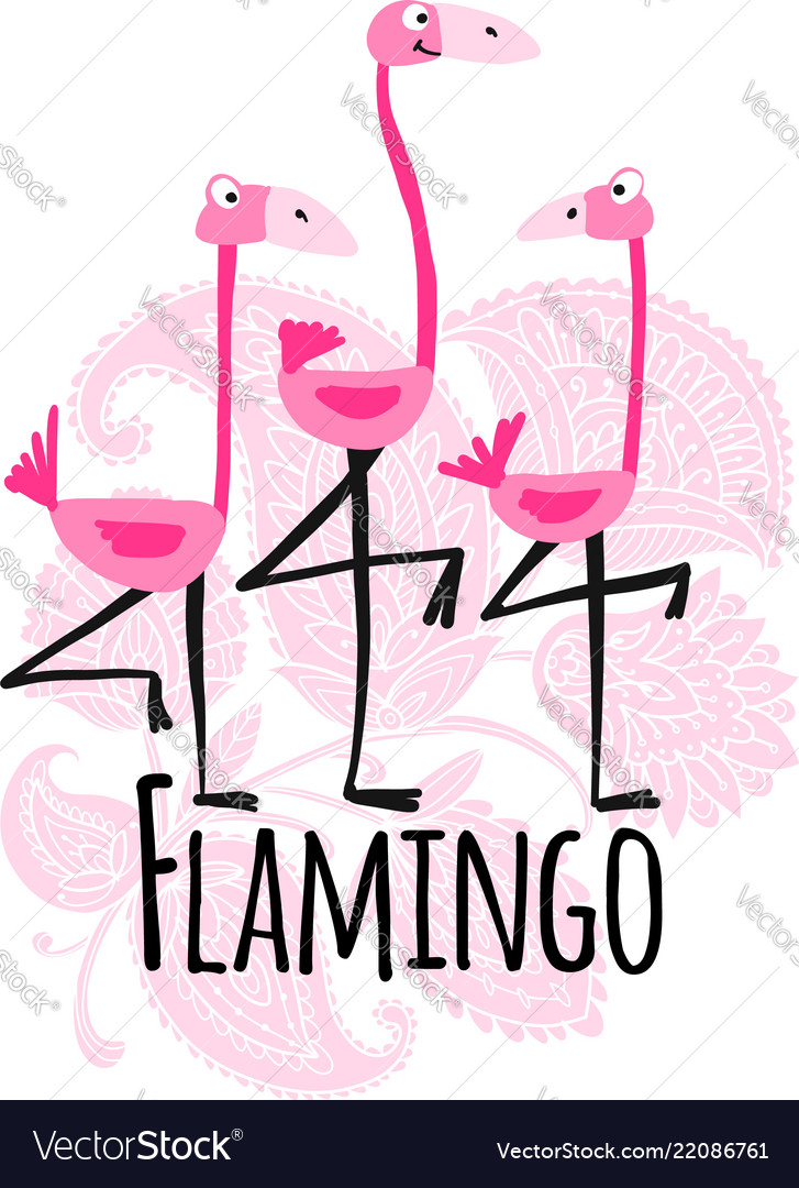 Pink Flamingos auf Floral Sketch