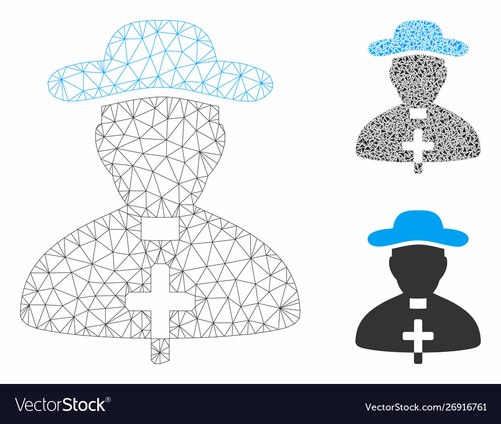 Priest mesh wire frame model and triangle vector image Priest mesh wire frame model and triangle