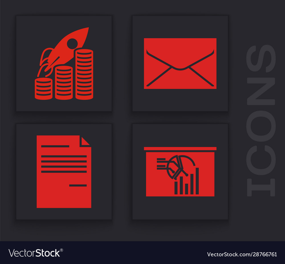 Set board with graph chart rocket flying up vector image Set board with graph chart rocket flying up