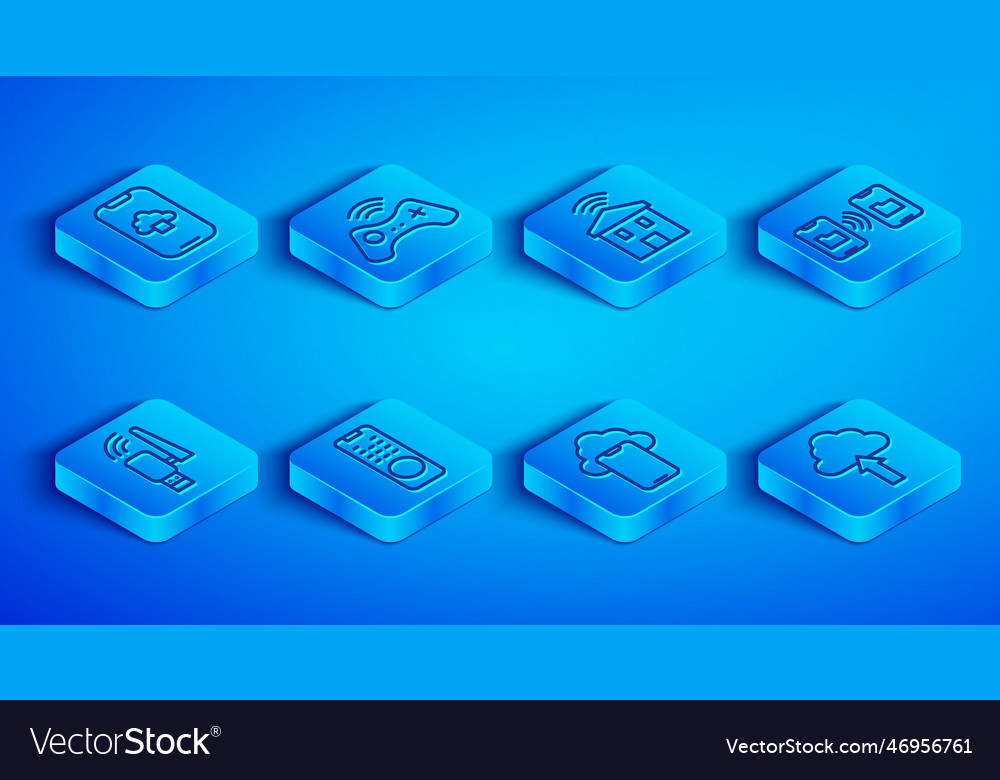 Set line cloud technology data wireless gamepad vector image Set line cloud technology data wireless gamepad