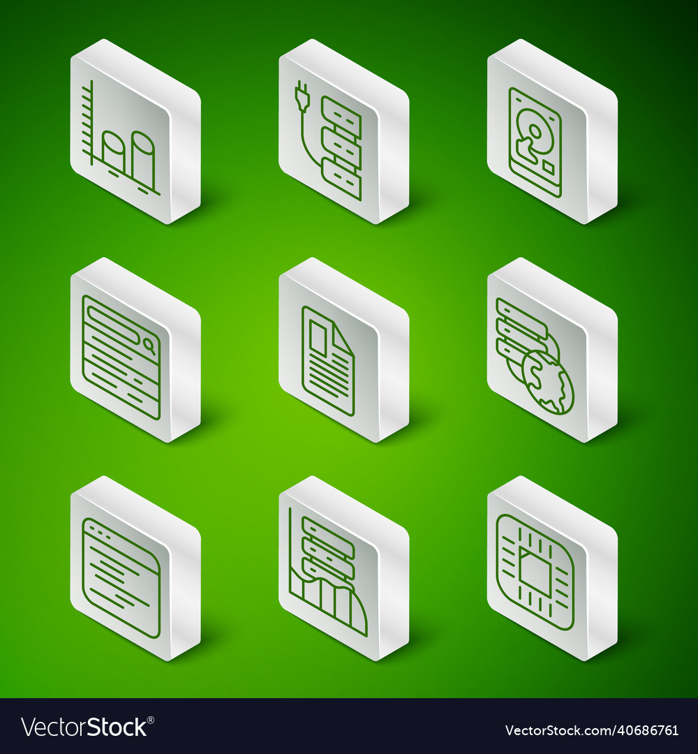 Zeilenprozessor mit cpu-Server-Daten-Web einstellen vector image Zeilenprozessor mit cpu-Server-Daten-Web einstellen