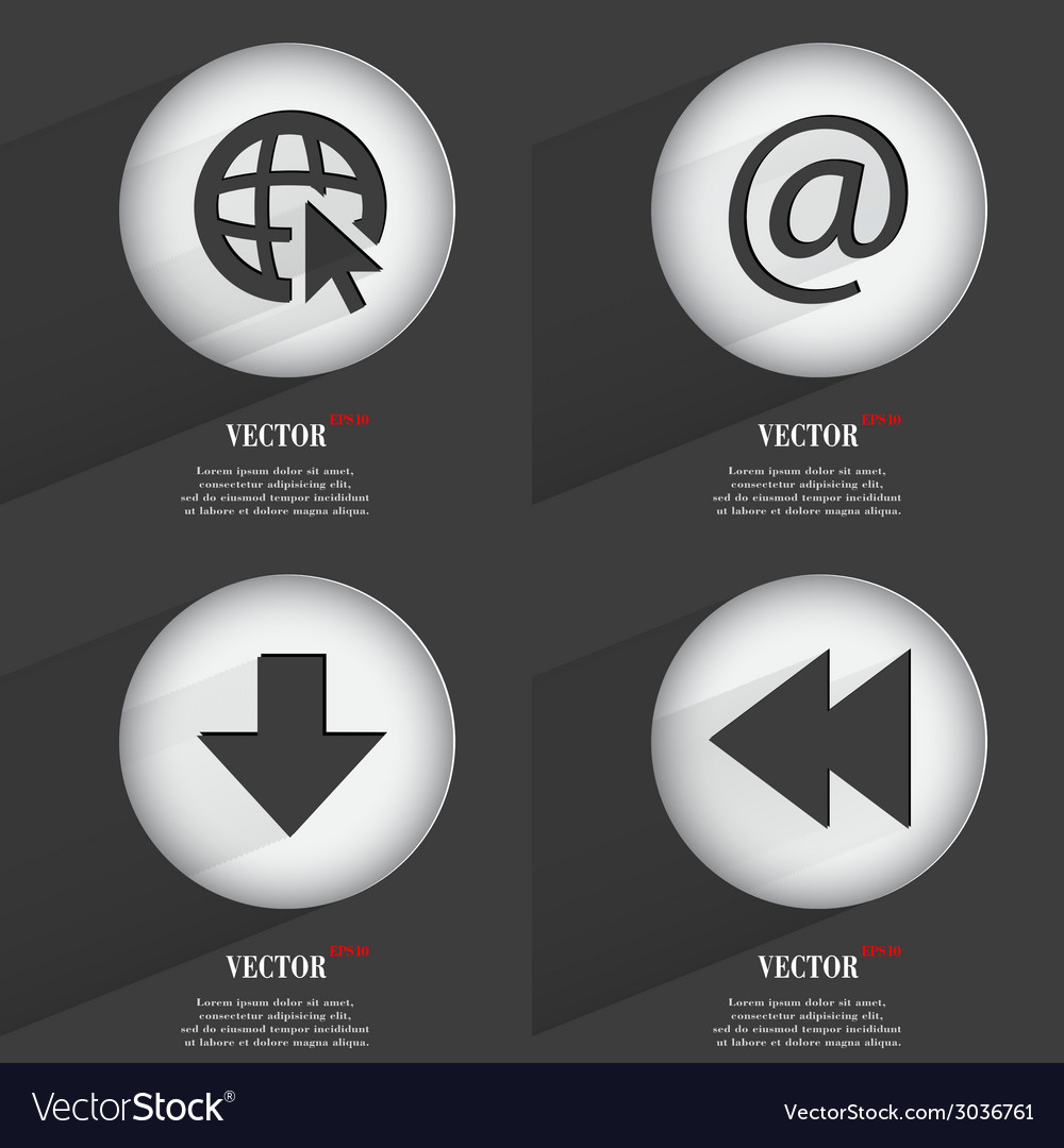 Set of 4 flat buttons icons with shadows