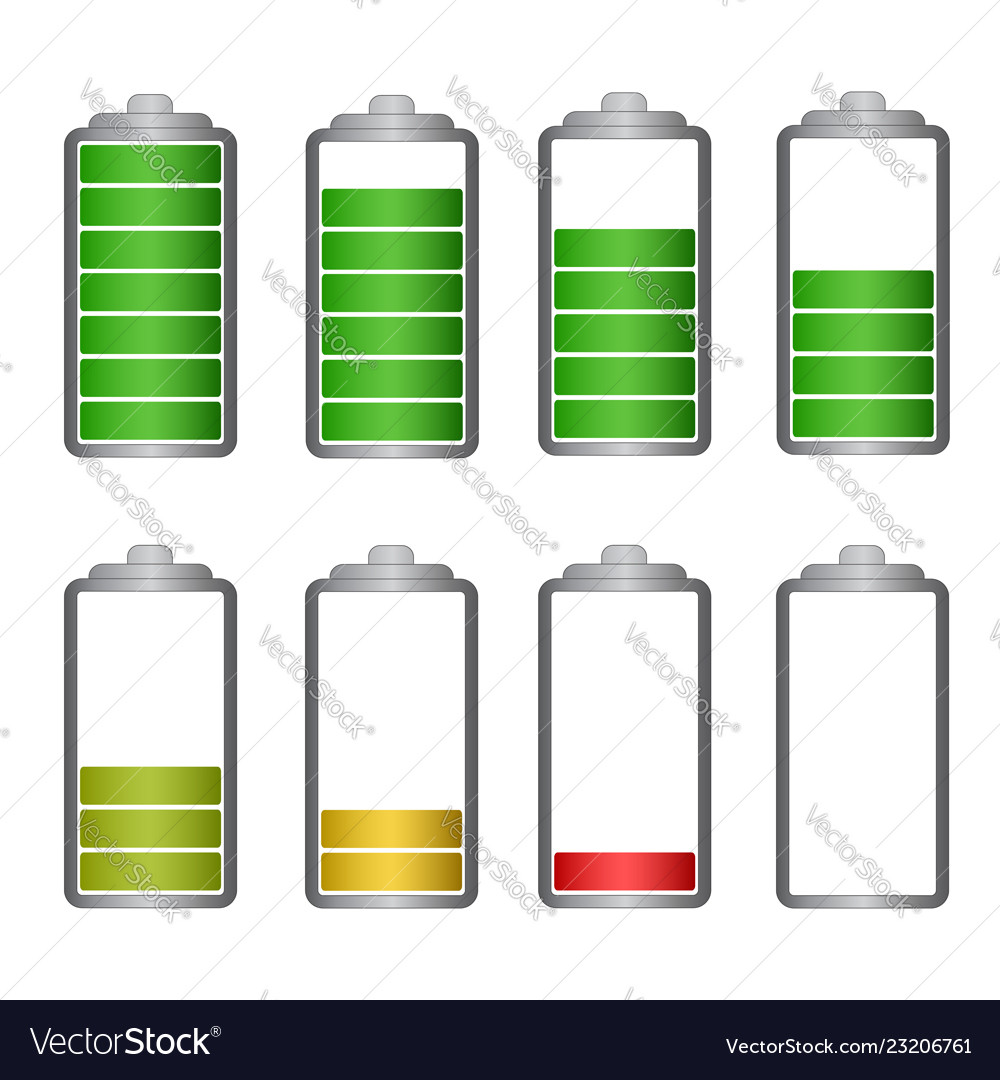 Set of battery symbol with different charge