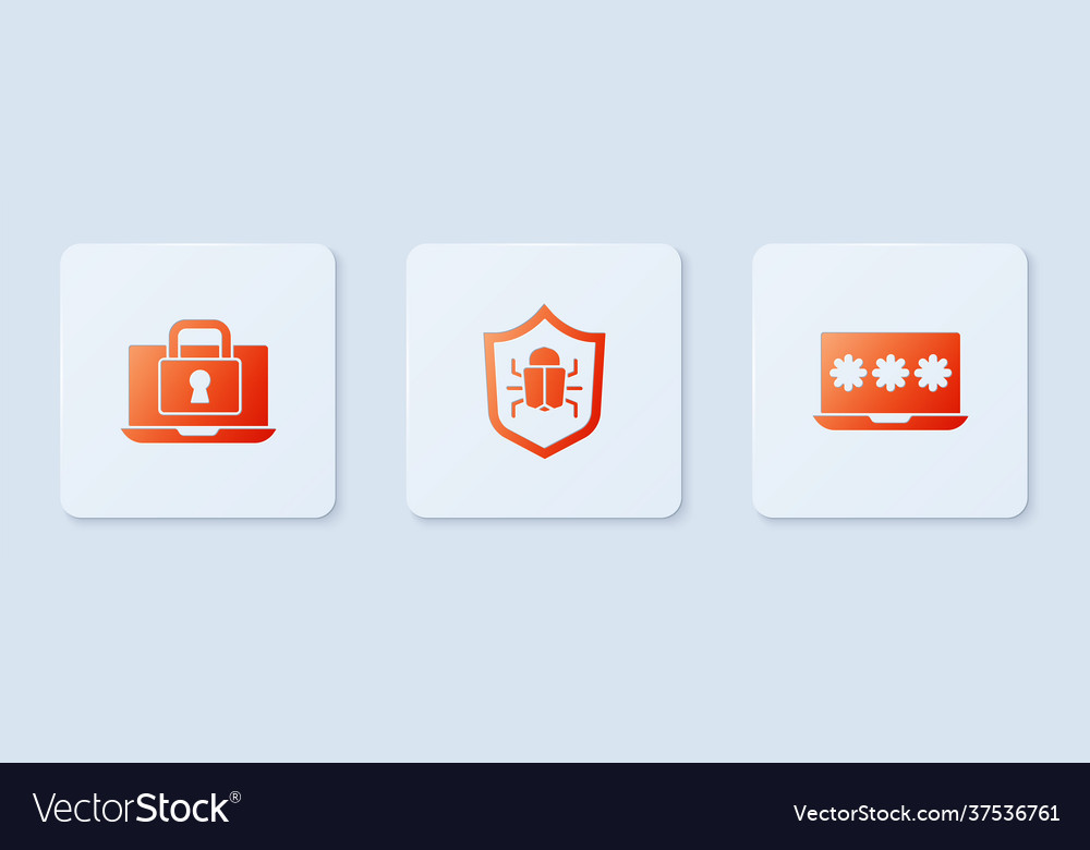 Set system bug laptop and lock with password Vector Image Set system bug laptop and lock with password