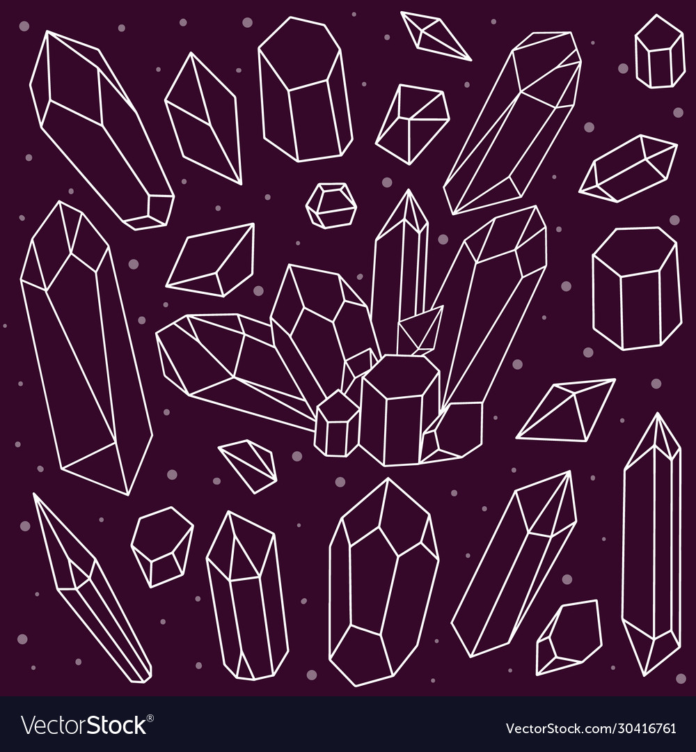 Set white crystals contour minerals Vector Image Set white crystals contour minerals