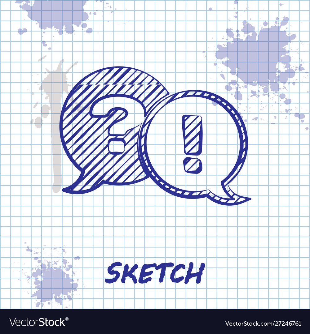 Sketch line speech bubbles with question vector image Sketch line speech bubbles with question