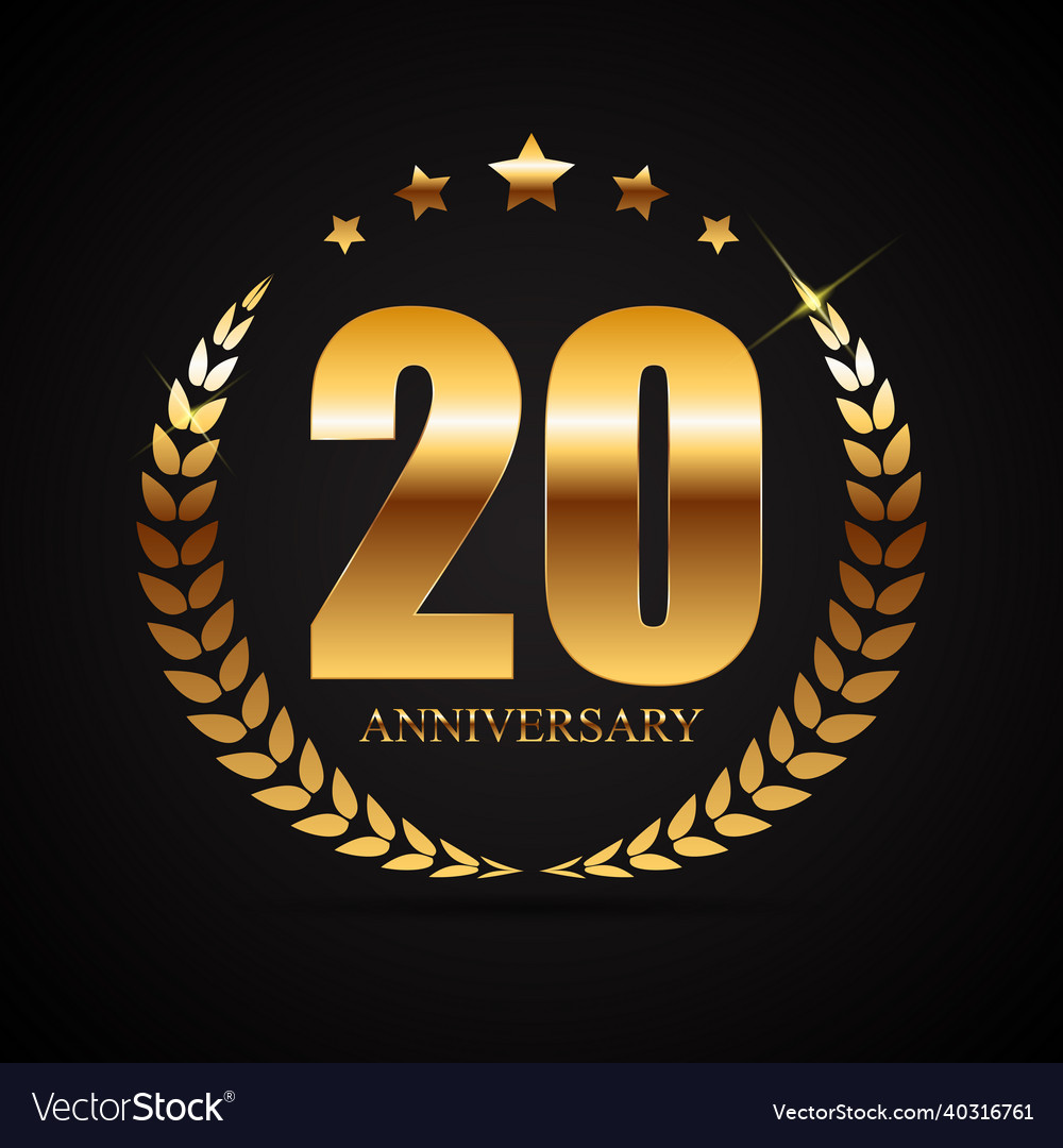 Template logo 20 years anniversary Royalty Free Vector Image