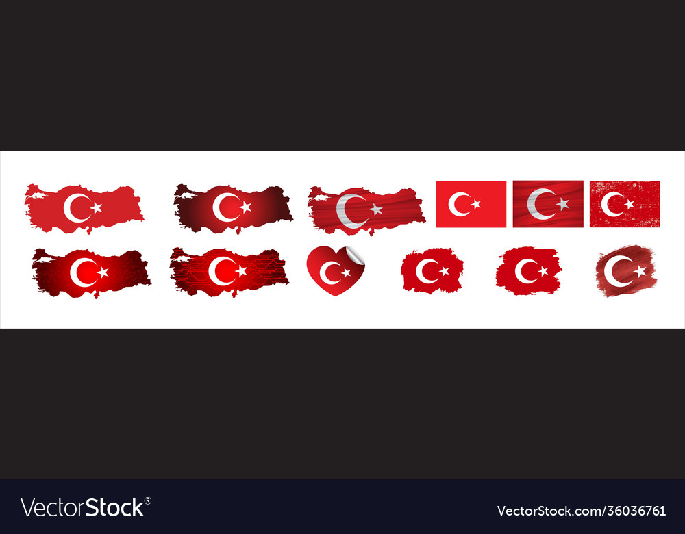 Turkey map with flag